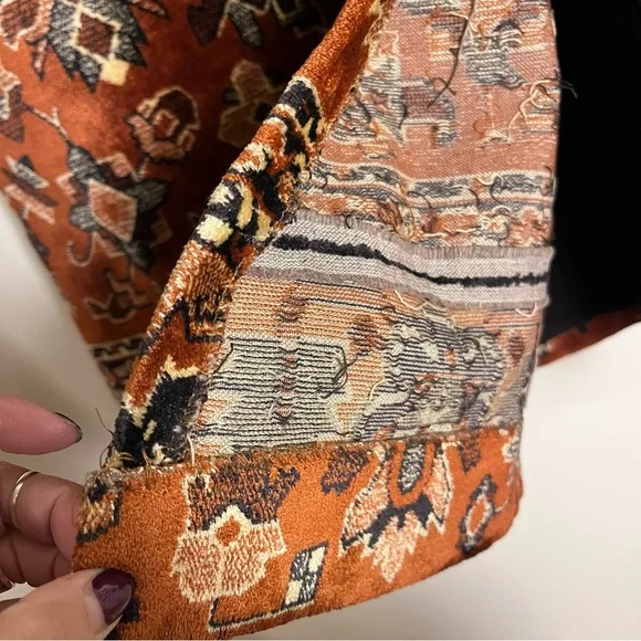 Vintage Tapestry Rug Carpet Boho Skirt Side Slit And Zipper — Size Small - Picture 9 of 13